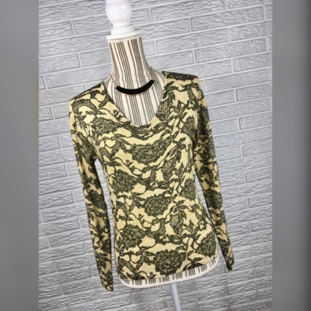 Pierri Glittery Gold & Black Floral Sweater